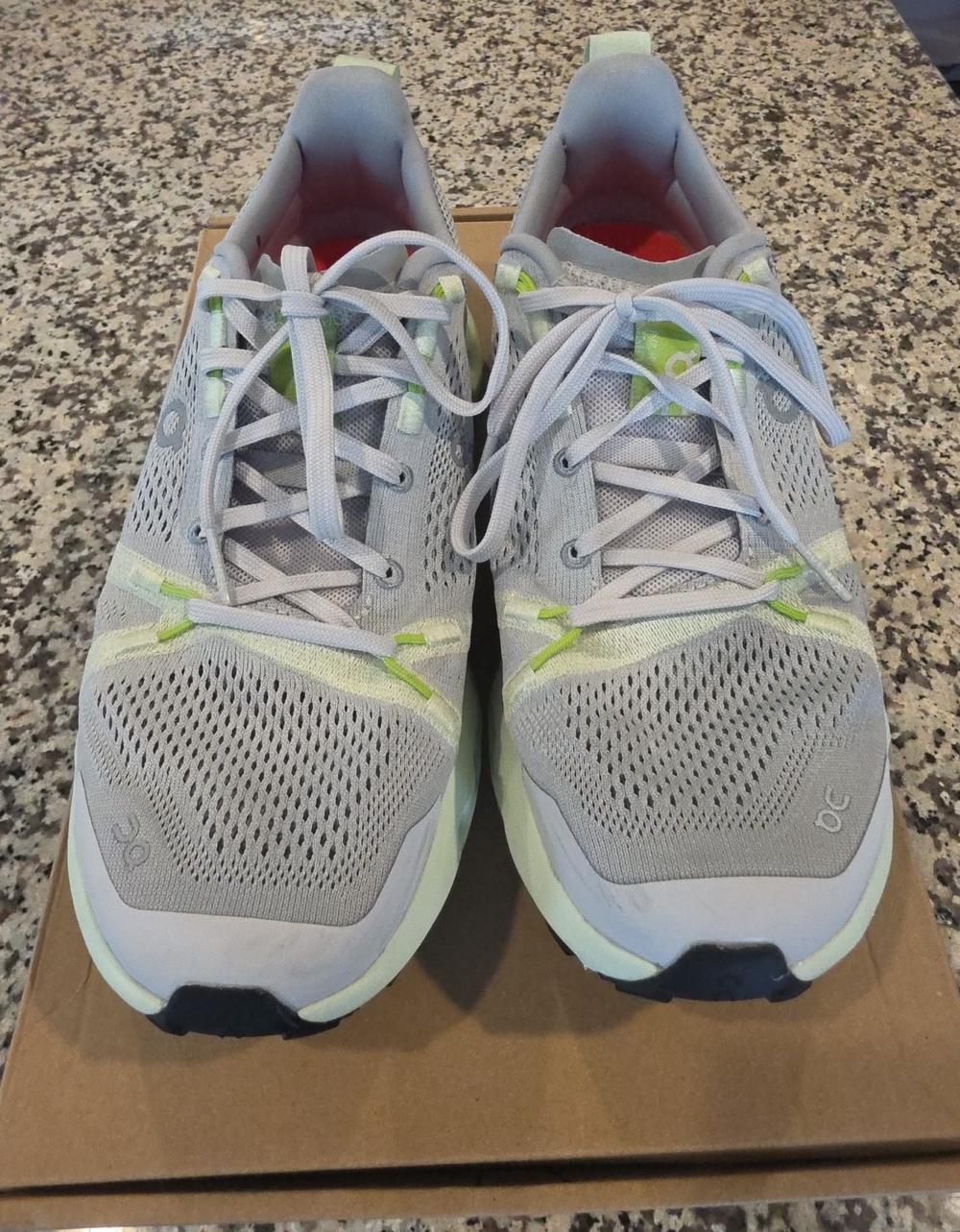 On Running Women's Light Gray and Lime Mesh Running Shoes